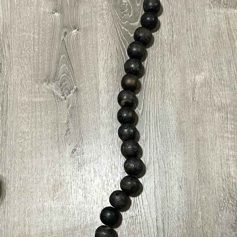 Dark brown Wooden Bead Garland with Faux Succulent - Picture 4 of 7